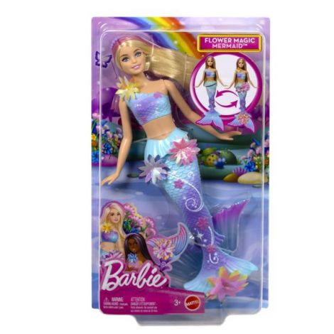 Barbie Papusa Sirena Floare Magica Cu Par Blond Si Coada Albastra - imagine 7